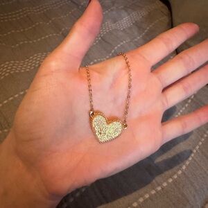 Heart Druzy Stone Pendant Necklace